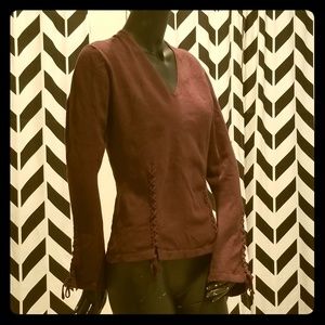 Brown Lace Up Flaired Top